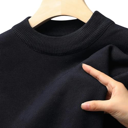 UniPrime Suéteres para hombres Winterpullover De Punto Para Hombres Con Una Tapa De Felpa De Color Sólido Medio Alto De Cuello Alto-Azul Marino-4XL - Paquete De 1 von UniPrime