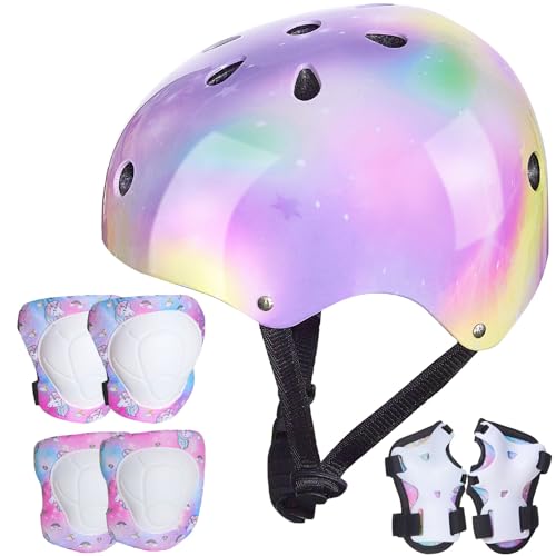 Kinder Helm Knie Ellenbogen Handgelenk Pads Verstellbare Knieschoner Ellenbogenschoner Handgelenkschoner Skateboard Helme für Roller Radfahren Roller Skating Mädchen, 3-8 Jahre Kinder Helm Knie Ellenbogen Handgelenk Pads Verstellbare Knieschoner Ellenbogenschoner Handgelenkschoner Skateboard Helme für Roller Radfahren Roller Skating Mädchen, 3-8 Jahre von Unicorn Castle