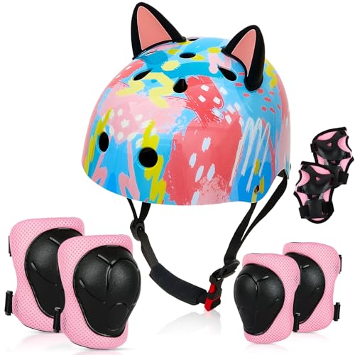 Unicorn Castle Kinderhelm 8-14 Jahre Kinder Fahrradhelm für Mädchen, Verstellbar Kinder Protektoren Schutzausrüstung Knieschützer Set von Unicorn Castle