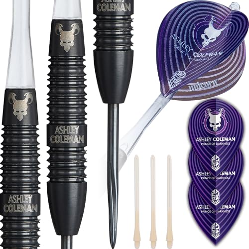 Unicorn Darts Set Global | Ashley 'Prince of Darkness' Coleman | 90% Tungsten Barrels with Black Coating & Intricately Machined Grip Rings | Ultrafly Flights | Steel Tip Black Volute Points | 26g Unicorn Darts Set Global | Ashley 'Prince of Darkness' Coleman | 90% Tungsten Barrels with Black Coating & Intricately Machined Grip Rings | Ultrafly Flights | Steel Tip Black Volute Points | 26g von Unicorn