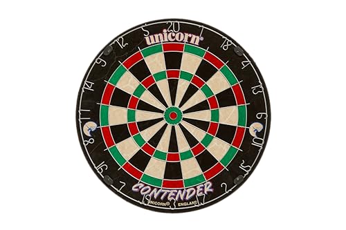 Unicorn Easy Score Dartscheibe | Contender Fun Learning Anfänger Trainer | 2 x größere Höhen & Doppel | Wettbewerbsqualität Sisalborsten Board | Runde Drahtspinne von Unicorn