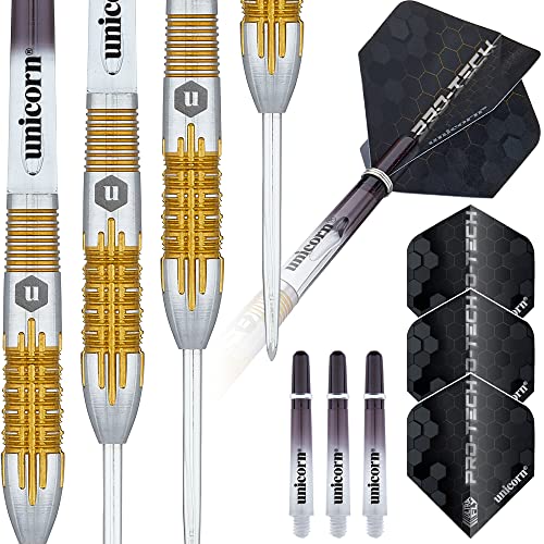 Unicorn Protech Dartpfeile mit Stahlspitze, Silber/Gold, 22 g Unicorn Protech Dartpfeile mit Stahlspitze, Silber/Gold, 22 g von Unicorn