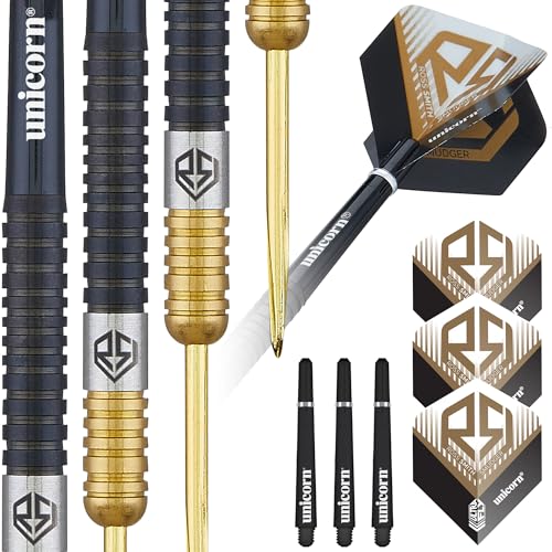 Unicorn Ross Smudger Smith Dartpfeile Set, schwarz/Gold, 20 g von Unicorn