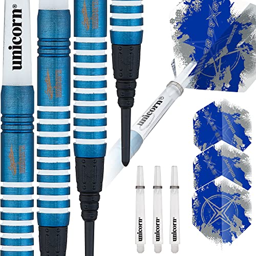 Unicorn Soft Tip Darts Silver Star Gary Anderson Dartpfeile mit weicher Spitze, blau, 19 g von Unicorn