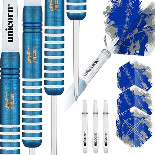 Unicorn Steel Tip Darts Silver Star Gary Anderson Dartpfeile mit Stahlspitze, blau, 25 g von Unicorn