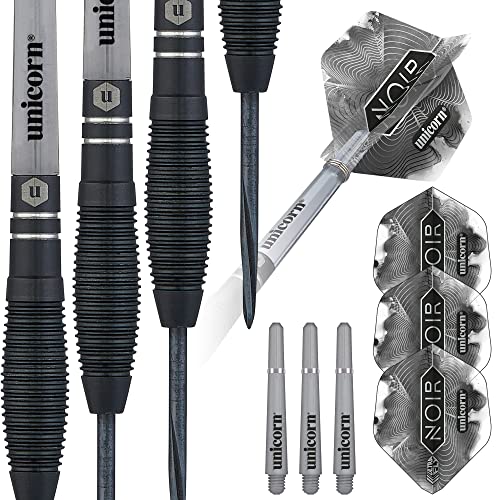 ‎Unicorn Steeltip Darts Noir|Style 1|Dartpfeile mit Stahlspitze, Schwarz, 23 g von Unicorn