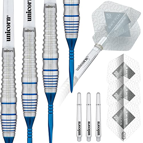 Unicorn Swytch Dartpfeile mit Stahlspitze, Blau Steeltip Darts, Silber, 24 g von Unicorn