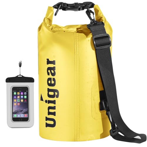 Unigear Dry Bag, 2L/5L/10L/20L/30L/40L/55L, wasserdichter Beutel Rucksack, wasserdichte Taschen Seesack Packsack mit Handytasche und Gurte für Boot, Kajak, Angeln, Rafting, Schwimmen, Camping, Strand von Unigear