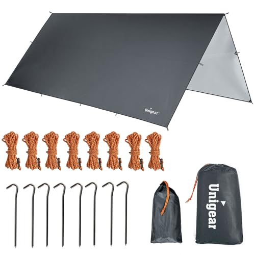 Unigear Tarp 4x4 wasserdicht, Zeltplane für Hängematte mit Ösen + 8 Erdnägel + 8 Seilen, Regenschutz Sonnenschutz für Ourdoor Camping MEHRWEG Unigear Tarp 4x4 wasserdicht, Zeltplane für Hängematte mit Ösen + 8 Erdnägel + 8 Seilen, Regenschutz Sonnenschutz für Ourdoor Camping MEHRWEG von Unigear