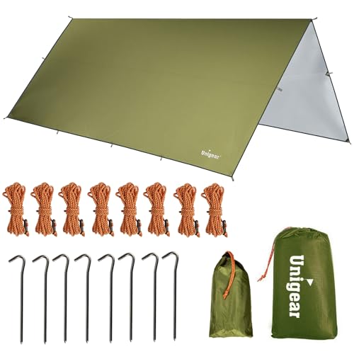 Unigear Tarp Rain Fly Regenschutzplane, Zelttuch, wasserdicht, Wanderschuppen, faltbar, leicht, wasserdicht, für Camping und Schutz gegen Regen, Schnee und Sonne Unigear Tarp Rain Fly Regenschutzplane, Zelttuch, wasserdicht, Wanderschuppen, faltbar, leicht, wasserdicht, für Camping und Schutz gegen Regen, Schnee und Sonne von Unigear