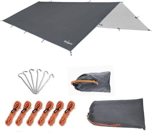 Unigear Tarp Rain Fly Regenschutzplane, Zelttuch, wasserdicht, Wanderschuppen, faltbar, leicht, wasserdicht, für Camping und Schutz gegen Regen, Schnee und Sonne Unigear Tarp Rain Fly Regenschutzplane, Zelttuch, wasserdicht, Wanderschuppen, faltbar, leicht, wasserdicht, für Camping und Schutz gegen Regen, Schnee und Sonne von Unigear