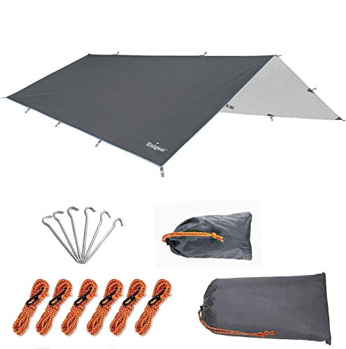 Unigear Tarp Rain Fly Regenschutzplane, Zelttuch, wasserdicht, Wanderschuppen, faltbar, leicht, wasserdicht, für Camping und Schutz gegen Regen, Schnee und Sonne von Unigear