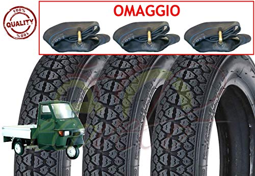 EGE10DMU Set mit 3 Reifen 100/90-10 + 3 Luftkammern für Piaggio Ape Scooter Vespa 61L Reifen Design M I C H E L I N von Union