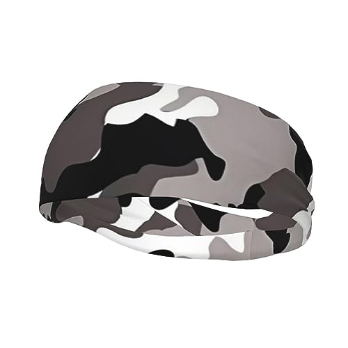 Schwarz Grau Weiß Camo Sport Stirnbänder Für Männer Frauen Elastisches Schweißband Feuchtigkeitstransport Stirnband Workout Haarband Für Laufen Fitness Training von Uniond