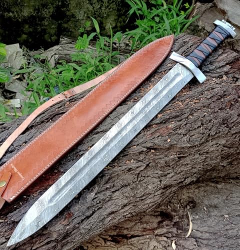 UNIQUE BLADES! Sword 31-INCH Battle Ready Patlicans Sword, Full-Tang Damascus Steel Sharpe Dual Edge Blade' The Archer Temper, Viking Collectors for Man Women von Unique Blades