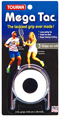 Unique Unisex – Erwachsene Overgrip Mega Tac 3er, Weiß, Standard Unique Unisex – Erwachsene Overgrip Mega Tac 3er, Weiß, Standard von Tourna