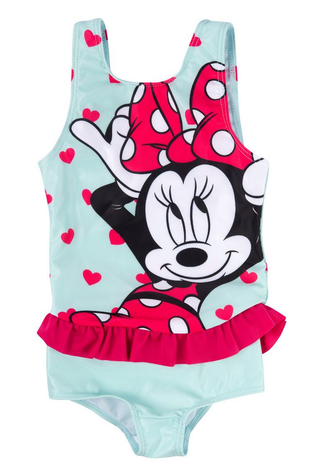 United Labels® Badeanzug Minnie Mouse Badeanzug mit Rüschen Mädchen Schwimmanzug Türkis von United Labels®