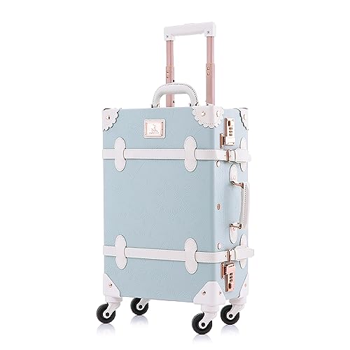 Unitravel Koffer Weinlese Reisegepäck Retro Trolley Koffer 55 Zentimeter 31 Liter 4 Rollen Handgepäck Nummernschloss von Unitravel