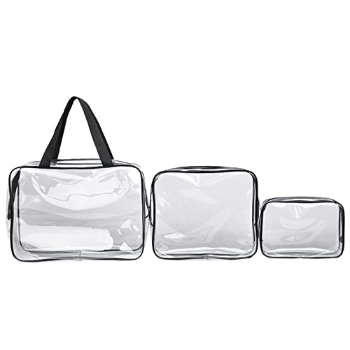 UnoSheng Cravel Aufbewahrungstasche für Damen und Herren, transparent, Kosmetiktasche, Kulturbeutel, tragbar, 3er-Set, Haar-Organizer, Reisen, Schwarz , Einheitsgröße von UnoSheng