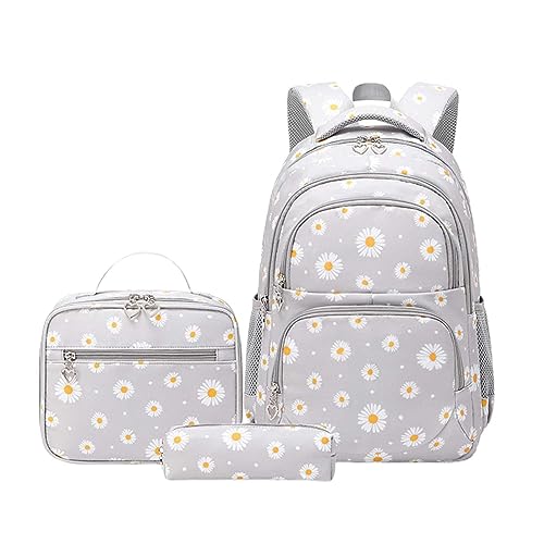 UnoSheng Leserucksack für Schüler, Rucksack, Handtasche, Stifttasche, drei Sets & Campingkocher und Grills, grau, Einheitsgröße, Rucksack Rucksäcke von UnoSheng