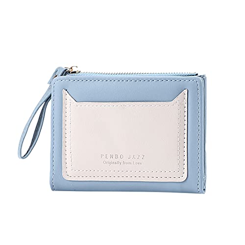 UnoSheng Modische Damen-Ausweis-Geldbörse, einfarbig, mit Reißverschluss, mehrere Kartenfächer, Clutch, personalisierbar, für Herren, blau, Einheitsgröße von UnoSheng