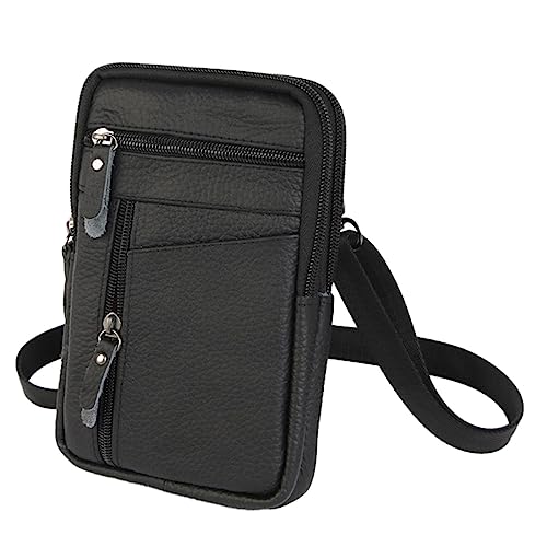 UnoSheng Modische Handy-Handtasche für Herren, Schultertasche, Umhängetasche, Hüfttasche, Hüfttasche, zum Aufhängen an der Hüfte, Schwarz , Einheitsgröße von UnoSheng