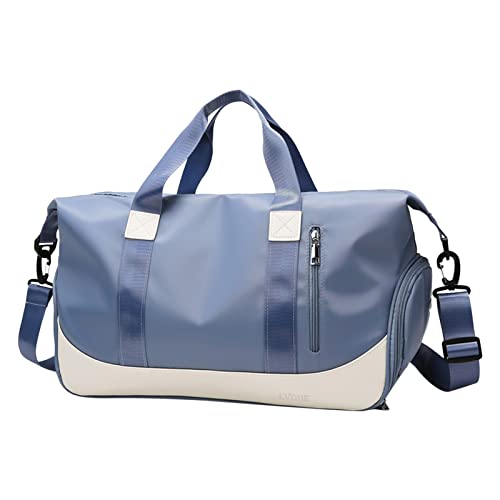 UnoSheng Taschen für Damen, Handgepäcktasche, Übernachtungstasche, Sporttasche, Turnbeutel, Reisetasche für Damen, einfache Taschen, Gummi-Tragetasche, blau, Einheitsgröße von UnoSheng