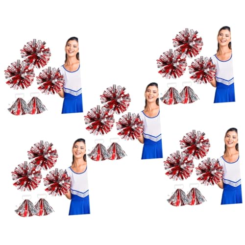 Unomor 20 Stück Cheerleader Blumenball Pom Pom Kader Jubelartikel Cheer Kader Zubehör Metallische Cheerleader Pompons Cheer Pom Poms Cheerleading Poms Cheerleading Pom Poms Cheer von Unomor
