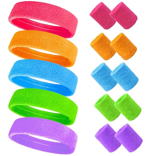 Uoimky Schweißband Set, 15 Stück 80er Neon Schweissband Elastisch Stirnband Sport Schweißband dehnbares Schweißband für Damen Herren für Party Karneval, Basketball, Tennis, Fitnessstudio, Laufen Uoimky Schweißband Set, 15 Stück 80er Neon Schweissband Elastisch Stirnband Sport Schweißband dehnbares Schweißband für Damen Herren für Party Karneval, Basketball, Tennis, Fitnessstudio, Laufen von Uoimky