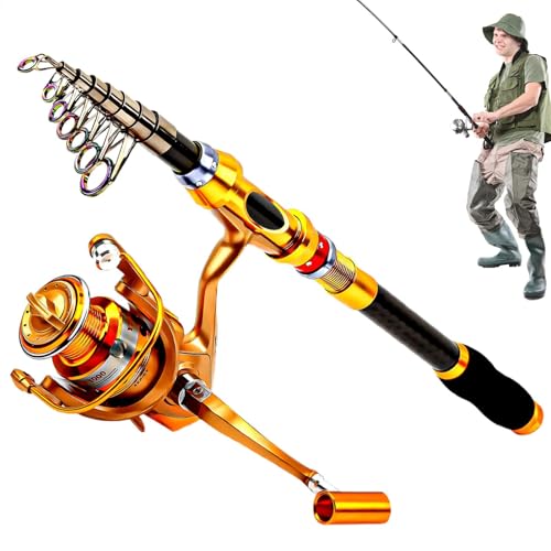 Telescopic Fishing Rod Set, Small Extendable Fishing Pole with Carrier Bag, Compact and Portable Travel Fishing Rod for Saltwater and Freshwater Use for Fishing Adventures Anytime von Uonguon