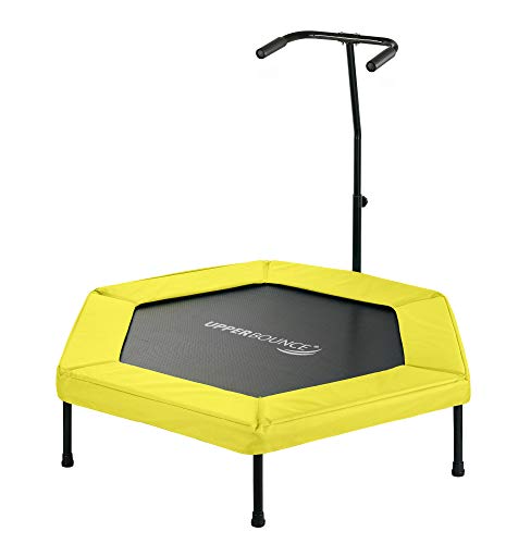 Sechseckiges Fitness-Mini-Trampolin von Upper Bounce mit justierbarem Handlauf und Bungee-Schnur-Suspendierung, Upper Bounce 50” Hexagonal Fitness Mini-Trampoline – T-Shaped Adjustable Hand Rail – Bungee Cord Suspension - Yellow, gelb von Upper Bounce