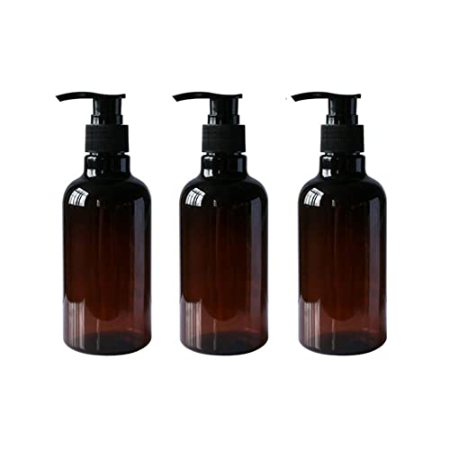 3 Stück 250 ml braune, bernsteinfarbene PET-Kunststoff-Flaschen mit schwarzer Pumpe, leere Kosmetik-Toilettenartikel-Behälter für Shampoo, Haarspülung, Duschgel, Handwaschlotionen, Spender, braun, 250 von Upstore
