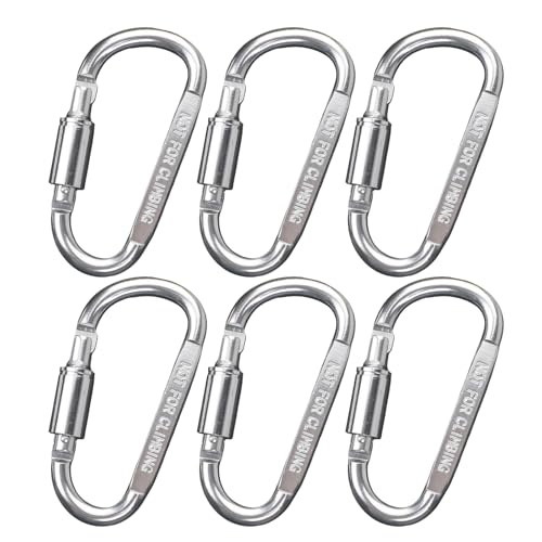 Uqezagpa 6 Stück Aluminium-Karabiner, multifunktionaler Karabiner, robuster Karabiner mit Schlüsselringen für Angeln, Reisen, von Uqezagpa