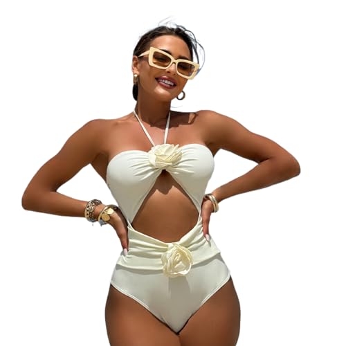 Uqezagpa Damen-Badeanzug, Bauchkontrolle, Monokini, abnehmbare Schulterbindung, Bandeau-Badeanzug, Neckholder, Badeanzug von Uqezagpa