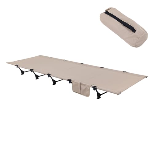 Uqezagpa Einzel-Campingbett für Erwachsene, strapazierfähig, 150 kg breit, Klappbett, Aluminiumlegierung, faltbares Campingbett mit Tragetasche von Uqezagpa