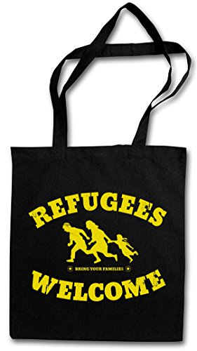 Refugees Welcome Hipster Bag - Demo Pro Willkommen Flüchtlinge Links Asyl Die PDS Politik Linke Einkaufstasche Jutebeutel von Urban Backwoods