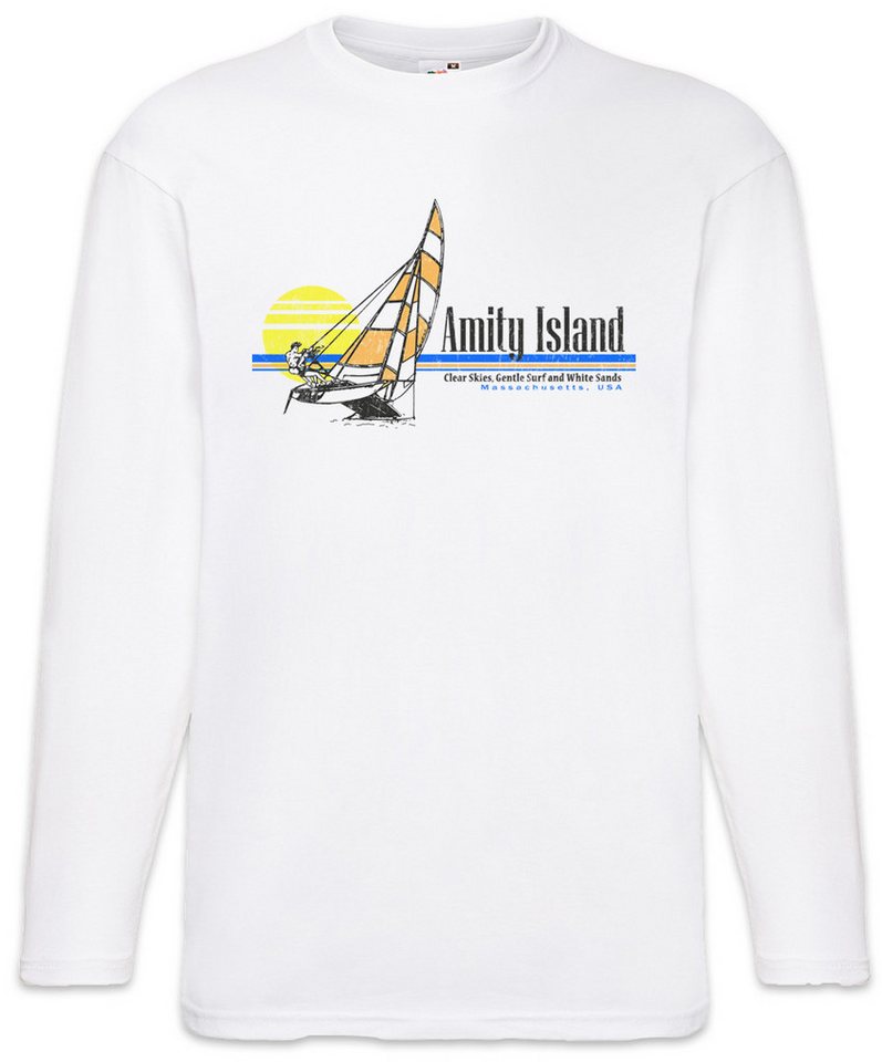 Urban Backwoods Langarmshirt Amity Island Surfing II Langarm T-Shirt White Shark Great Boat Jaws (1-tlg) Surfer Hai Surf Weiße von Urban Backwoods