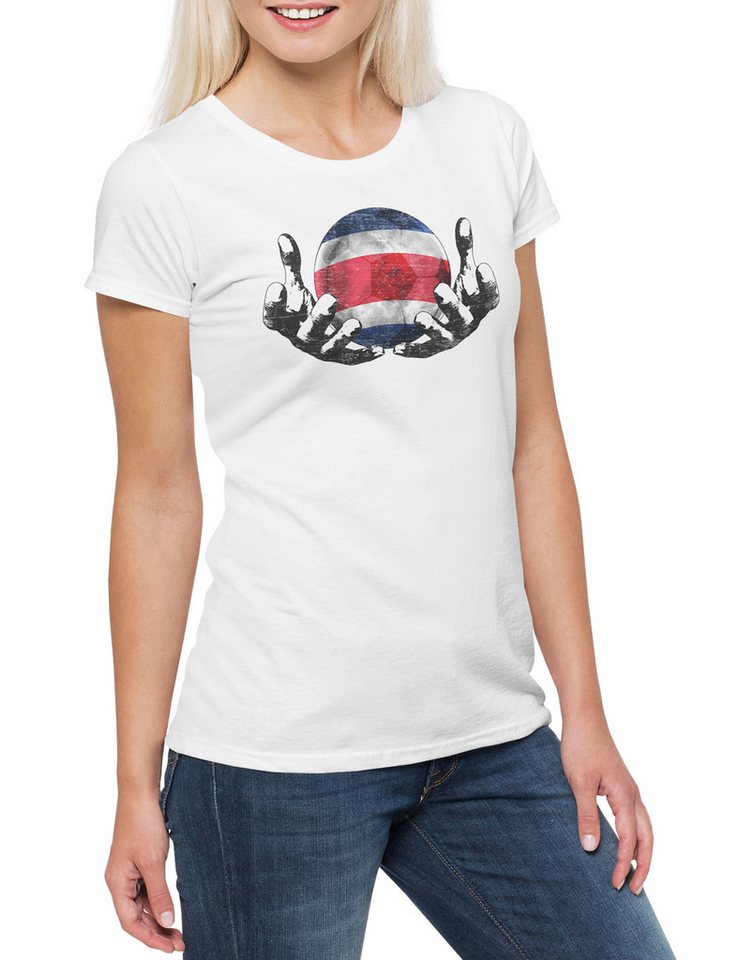 Urban Backwoods Print-Shirt Costa Rica Football Magic Ball Damen T-Shirt Costa Rican Ricanisch (1-tlg) Fußball Fahne Fussball Komet von Urban Backwoods