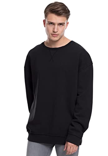 Urban Classics Herren Oversized Open Edge Crew Pullover, Black, XL von Urban Classics