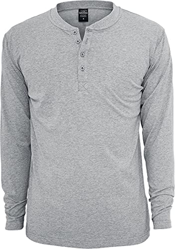 Urban Classics Herren Basic Henley L/S te Sweatshirt, Grau, M EU von Urban Classics