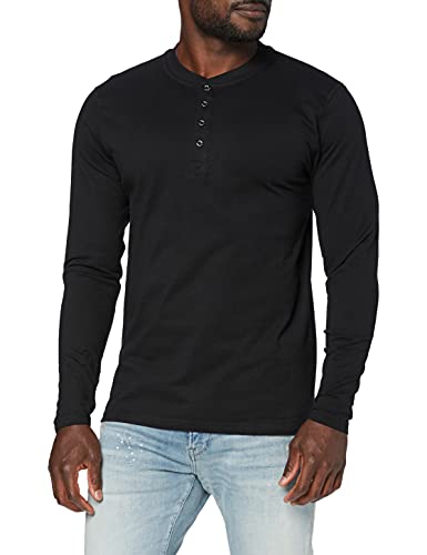 Urban Classics Herren Sweatshirt Basic Henley L/S Tee, Gr. Small, Schwarz (Black 7) von Urban Classics