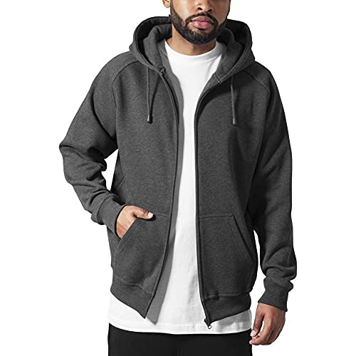 Urban Classics Herren Sweatshirt Zip Hoody, Kapuzenjacke für Männer, mit Reißverschluss, charcoal, XL von Urban Classics