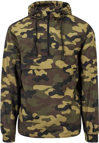 Urban Classics Herren Überziehjacke Camo Pull Over Windbreaker mit Reißverschluss, Brusttasche und Känguru-Tasche - Farbe woodcamo, Größe M Urban Classics Herren Überziehjacke Camo Pull Over Windbreaker mit Reißverschluss, Brusttasche und Känguru-Tasche - Farbe woodcamo, Größe M von Urban Classics
