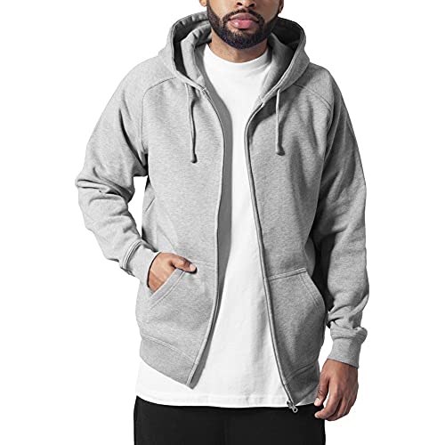 Urban Classics Herren Sweatshirt Zip Hoody, Kapuzenjacke für Männer, mit Reißverschluss, grey, XL von Urban Classics