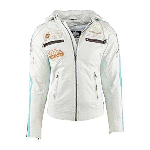 Urban Leather Damen 58 Ladies Motorradjacke Mit Protektoren, Aus Lammleder, Weiß, L EU von Urban Leather