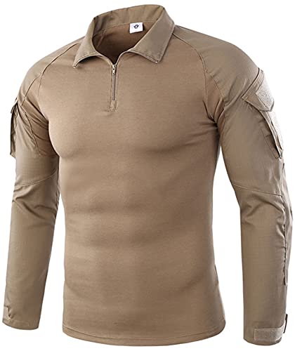 Uugood Combat Shirt Flecktarn Tactical Shirt Herren Hemd Slim Fit Langarm Camouflage Shirt Paintball Airsoft Army Military Hemd Bundeswehr T-Shirt Militär Uniform, Kaki, L Uugood Combat Shirt Flecktarn Tactical Shirt Herren Hemd Slim Fit Langarm Camouflage Shirt Paintball Airsoft Army Military Hemd Bundeswehr T-Shirt Militär Uniform, Kaki, L von Uugood