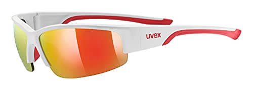 uvex sportstyle 215 - Sportbrille für Damen und Herren - verspiegelt - druckfreier & perfekter Halt - white red/red - one size von Uvex