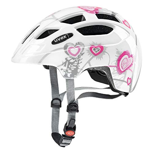 uvex finale junior - leichter Fahrradhelm für Kinder - individuelle Größenanpassung - erweiterbar mit LED-Licht - heart white pink - 51-55 cm von Uvex