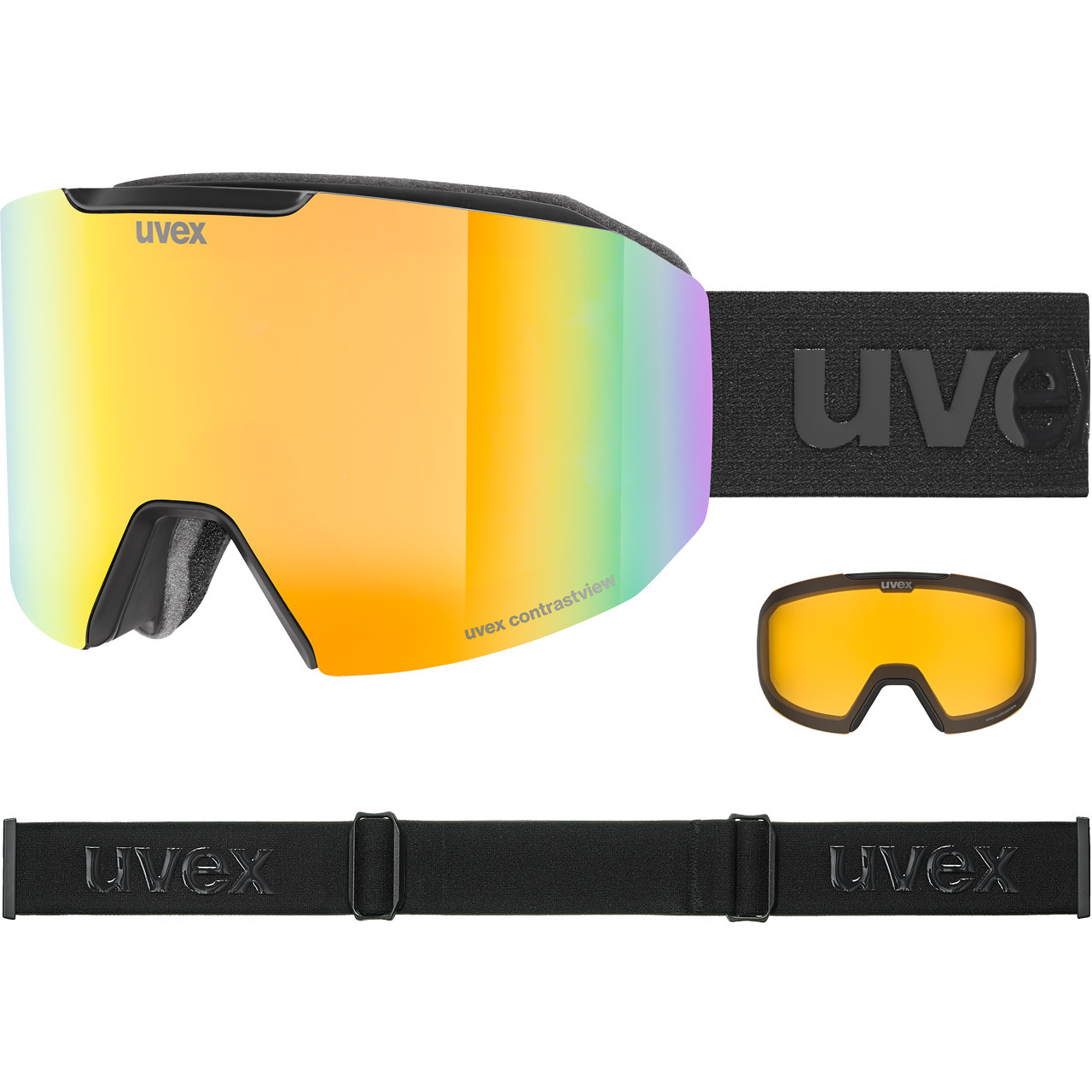 Uvex Evidnt ATTRACT S black matt / mirror rainbow + Ersatzscheibe von Uvex