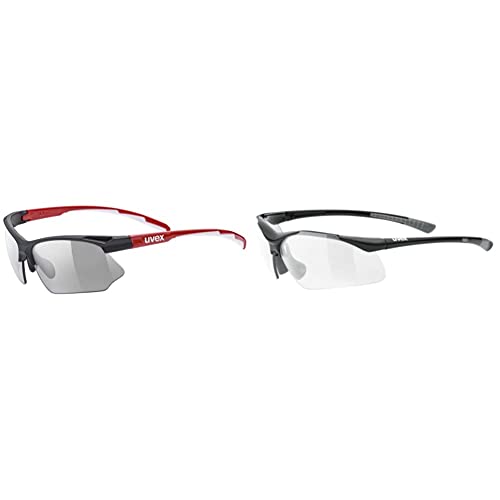 Uvex Fahrradbrille Sport- Sonnenbrille Sportstyle 802 Vario Black red White & Fahrradbrille Sportbrille sportstyle 223 black-grey von Uvex